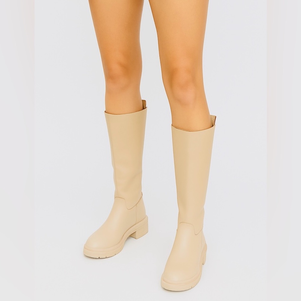 H&M Cream Over the Knee Boots with Sleek Design
